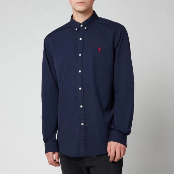 Image of Polo Ralph Lauren Mens Slim Fit Garment Dyed Chino Shirt - Cruise Navy - L