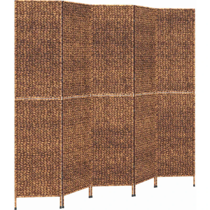 Image of Vidaxl Room Divider 5-panel Brown 205X180 Cm Water Hyacinth, Brown 355198