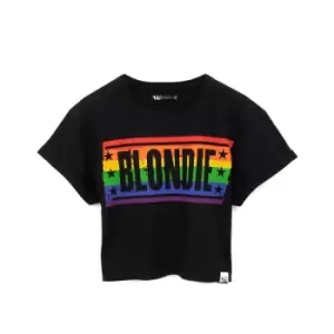 Image of Blondie Womens/Ladies Rainbow Crop T-Shirt (S) (Black/Blue/Orange)