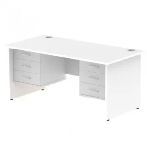 Image of Impulse 1600 Rectangle Panel End Leg Desk White 2 x 3 Drawer Fixed Ped