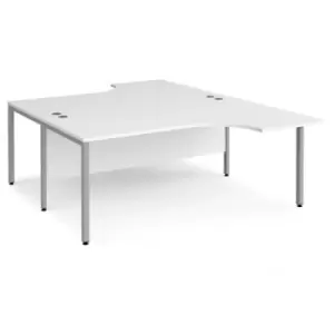 Image of Office Desk 2 Person Corner Desk 1800mm White Tops With Silver Frames Maestro 25