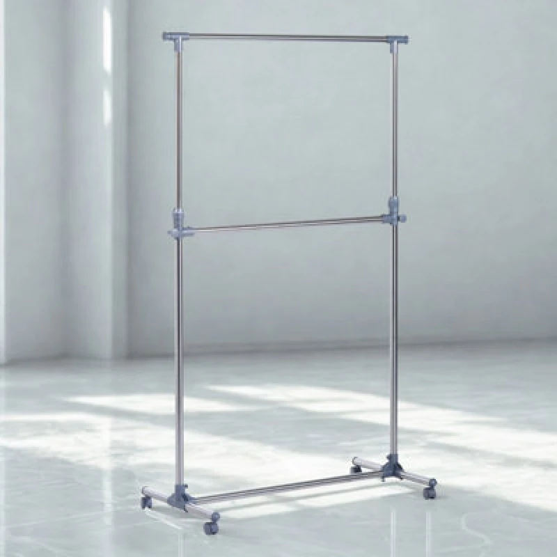 Image of FURNOLD Industrial Heavy Duty Adjustable Garment Rail On Wheels