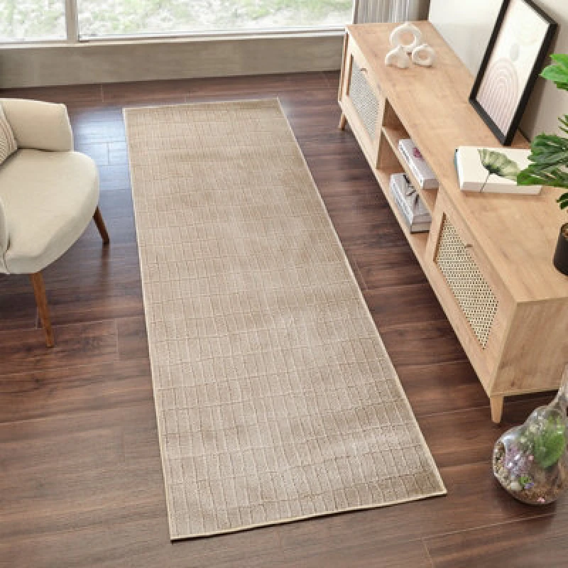 Image of Our Pnw Home X Livabliss Scandi High Pile Light Beige Cascade Runner Rug 80 X 220 Cm - Easy Care, Ideal For Hallway