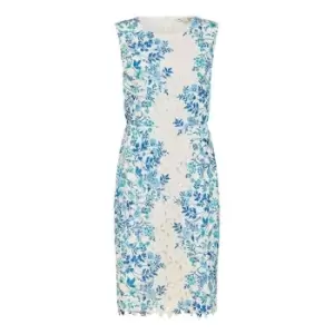 Image of Yumi White Lace Floral Fitted Dress - White