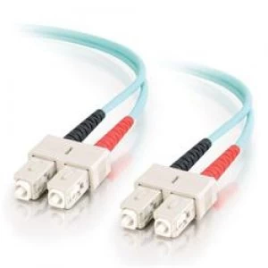 Image of C2G 2m SC-SC 10GB 50/125 OM3 Duplex Multimode PVC Fibre Optic Cable (LSZH) - Aqua