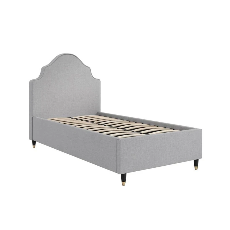 Image of Lemon Pavilion Furniture Monterey Single Bed Frame (Pack of 2) - Linen Blend/Wood in Grey Grey Unisex Single