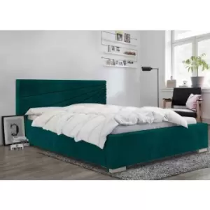 Image of Fenna Upholstered Beds - Plush Velvet, Single Size Frame, Green - Green