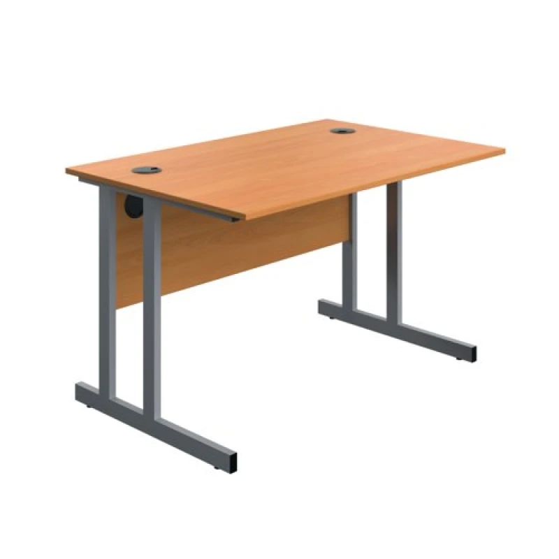 Image of Serrion Twin Upright Desk 1200x800x730mm Beech/Silver KF800227
