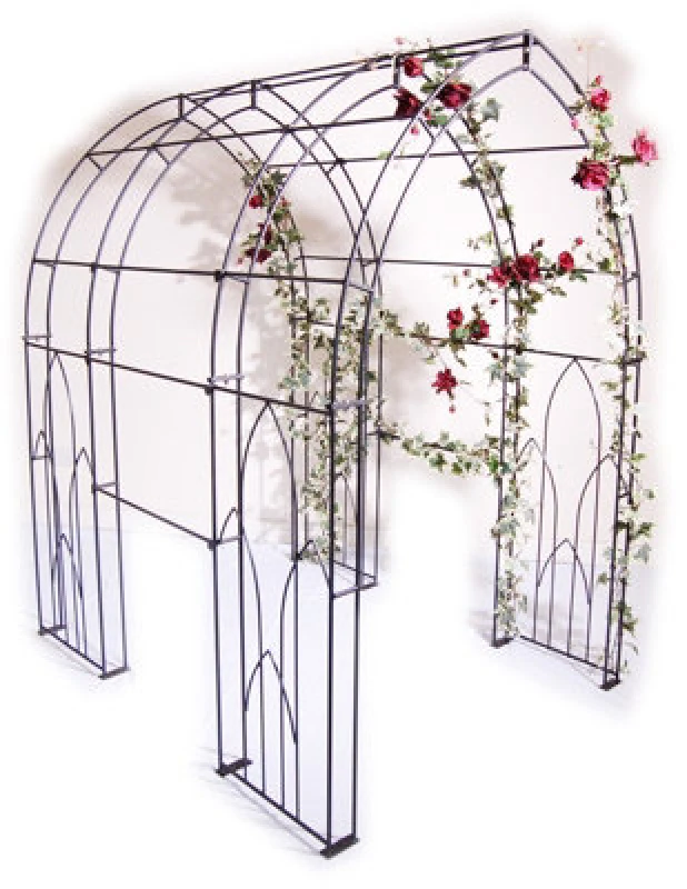 Image of Poppy Forge Gothic Tunnel (Inc Ground Spikes) Garden Archway - Solid Steel - L182.9 X W142.2 X H223.5cm - Black