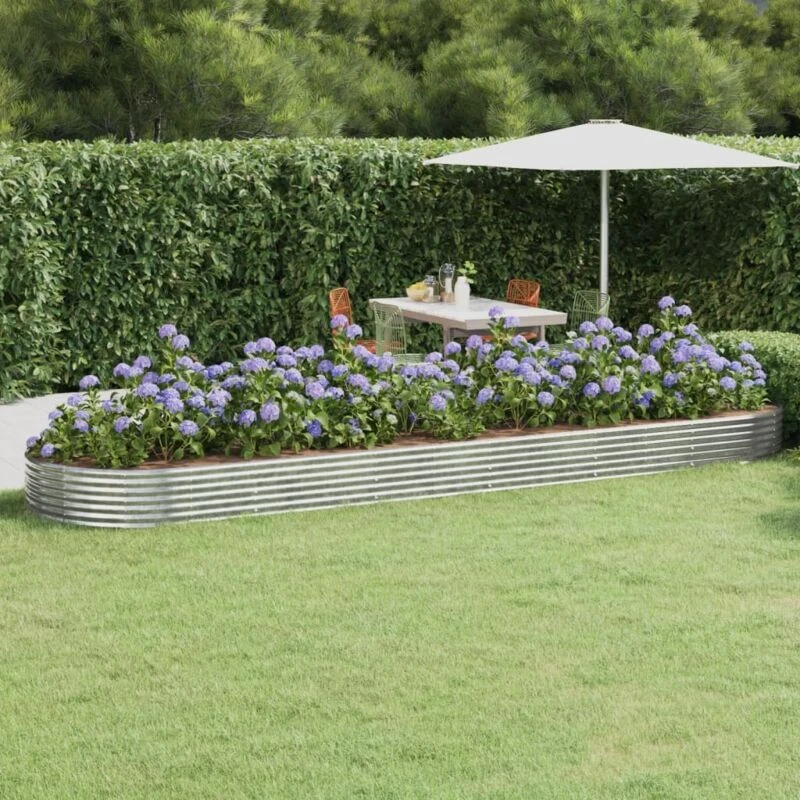Image of vidaXL Garden Raised Bed Powder-coated Steel 523x140x36cm Silver 319047