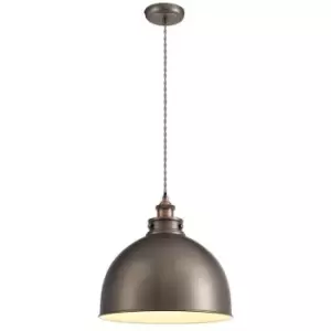 Image of Large Ceiling Dome Pendant, 1 x E27, Antique Silver, Copper, White - Luminosa Lighting