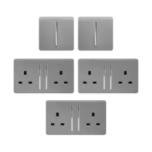 Image of Trendi Lounge Starter Lightswitch And Socket Kit - Light Grey