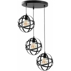Image of Keter Pola Cluster Pendant Ceiling Light Black, 35cm, 3x E27
