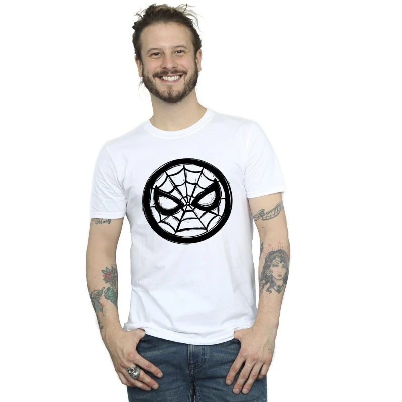 Image of Marvel Marvel Men Spider-Man Chest Logo T-Shirt in White Size: Small White S Male 5063283503434