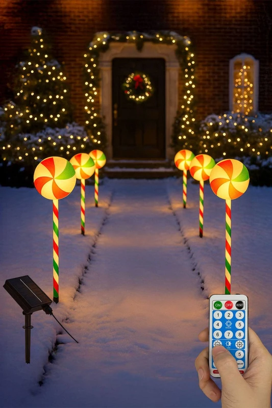 Image of Neo Large 50cm Candy Cane Lolly Lollipop Christmas Remote Solar Size: 6 Pack Multicolor Unisex 6 Pack