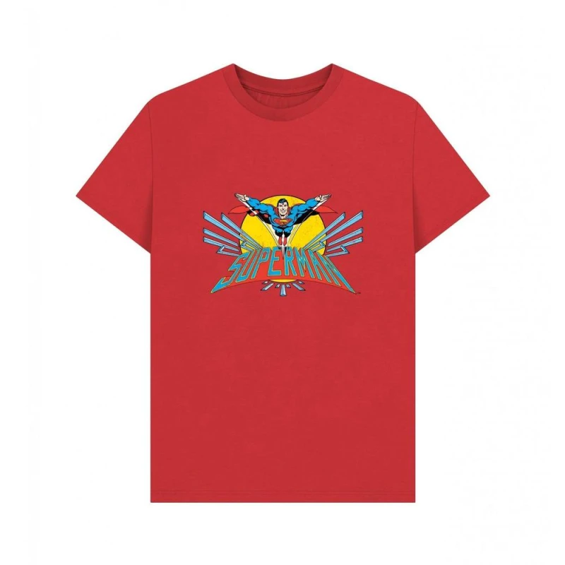 Image of Superman Mens Official Flying T-Shirt in Red Size: Small Red Male S