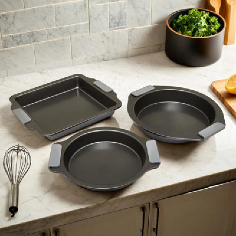 Image of Orsina Baking Dish Set Of 3, Durable Carbon Steel Bakeware For Roasting & Baking, Non-Stick Oven Safe Dishes