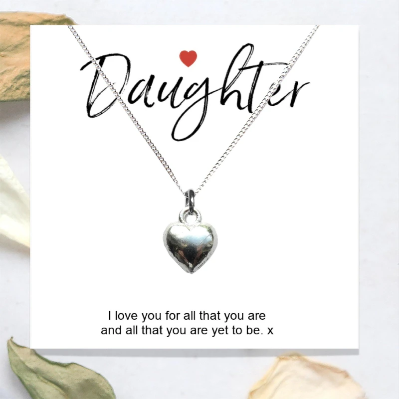 Image of Aye Do Daughter Gift Card with Heart Necklace 614-CDSS-NK - Silver Silver 16 - 18