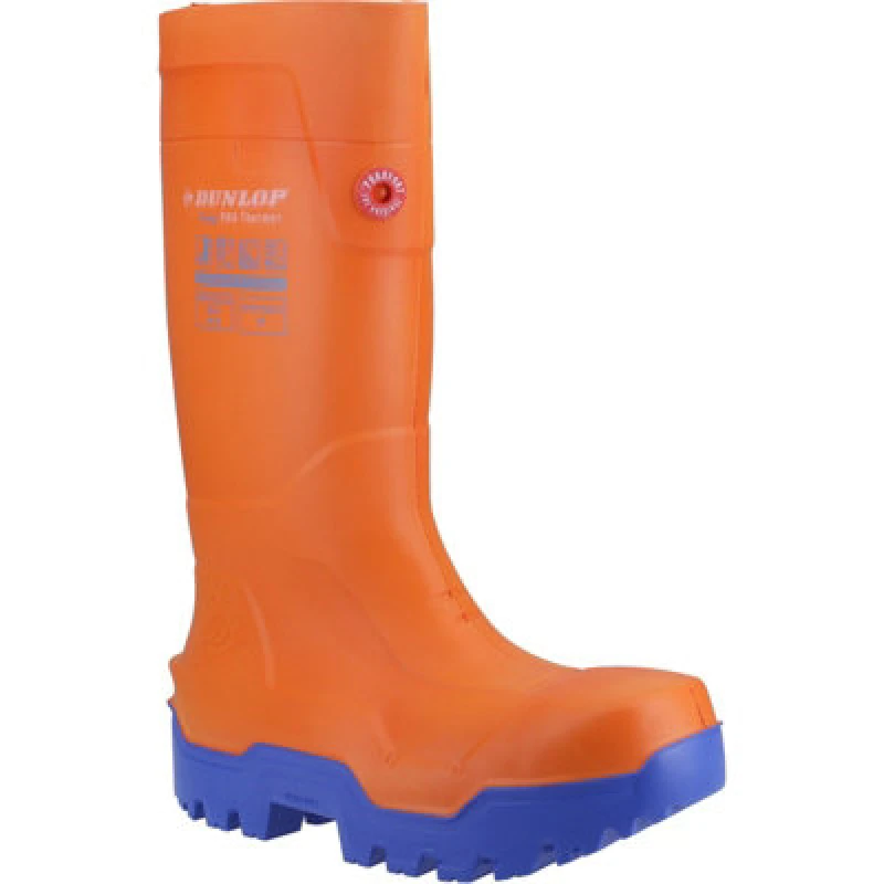 Image of Dunlop Mens FIELDPRO THERMO+ Safety Wellington Boots UK Size 10.5 (EU 45) Orange DUN088-Orange-10.5
