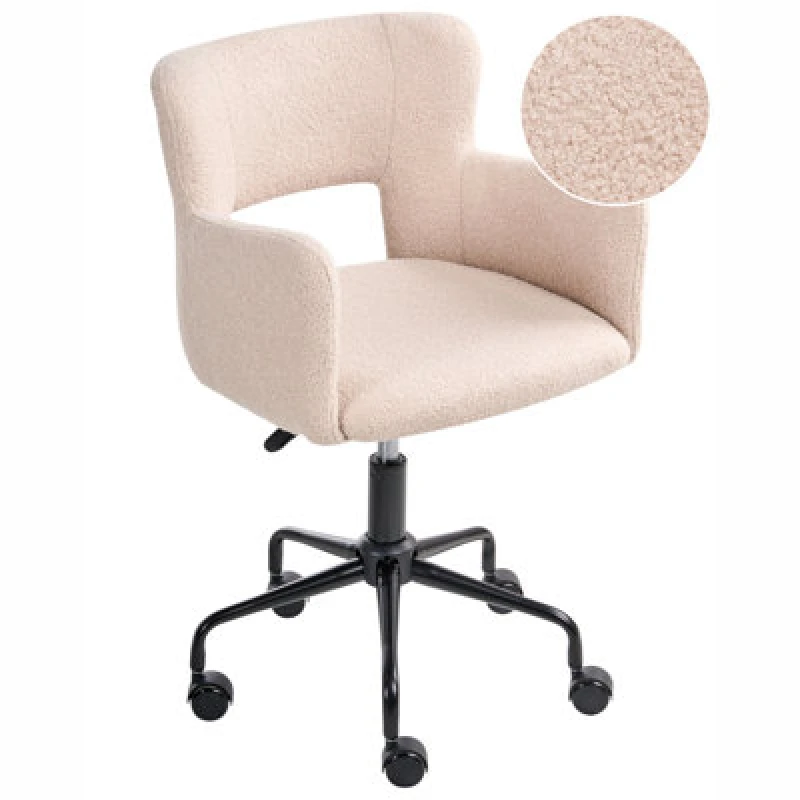 Image of Beliani Desk Chair Sanilac Ii Boucle Beige