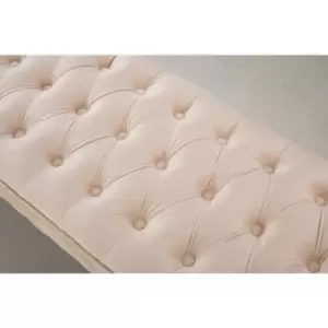 Image of Precious Cream Velvet 135cm Dining Bench with Chrome Legs - Cream