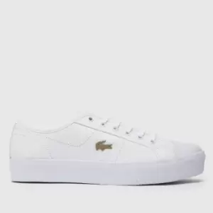 Image of Lacoste White & Gold Ziane Plus Grand Trainers