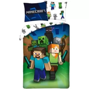 Image of Arrow Duvet Cover Set (Single) (Green/White/Blue) - Green/White/Blue - Minecraft