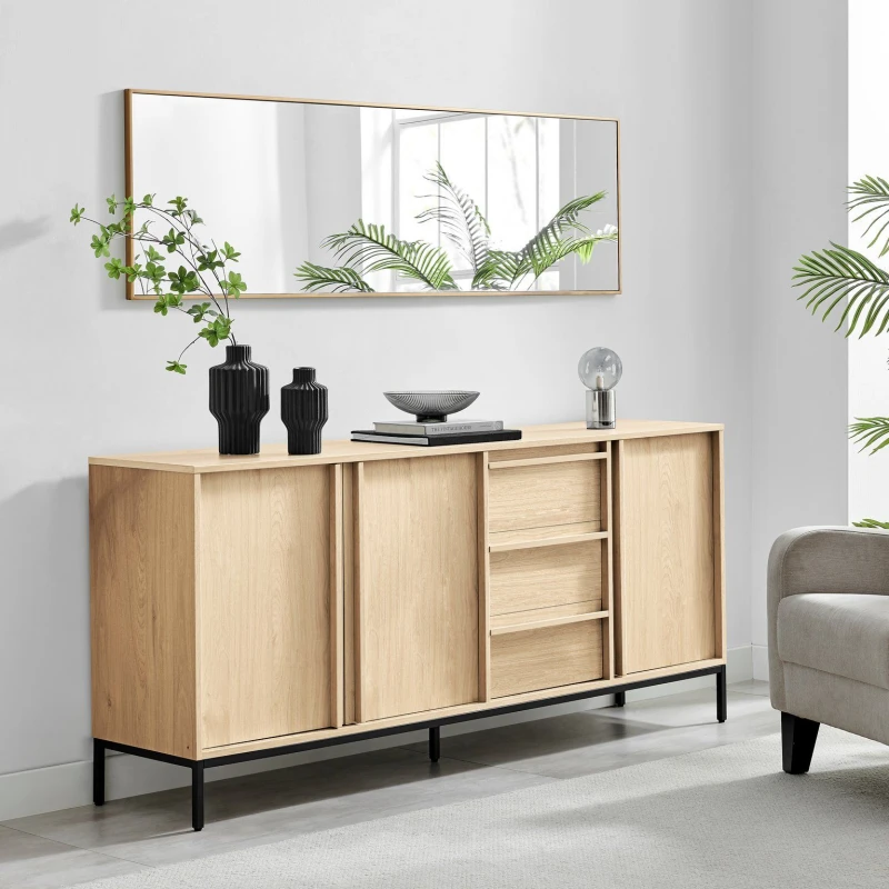 Image of FurnitureboxUK FurnitureboxUK Svit Wooden Storage Sideboard in Light Oak Light Oak One Size Unisex 5060661188092