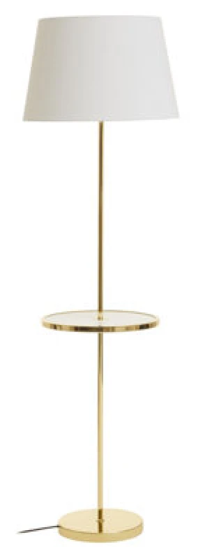 Image of Orsina Shiny Brass Tapered Table Lamp, Easy-To-Use Switch Besides Lamp, Space-Saver Lounge Room Lamp