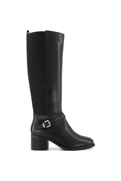 Image of Dune London 'Tildings' Leather Knee High Boots Black