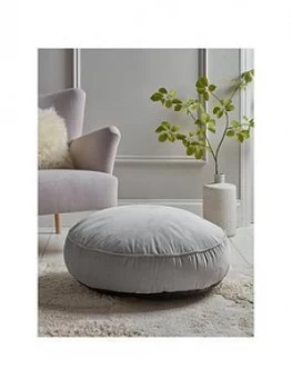 Image of Cox & Cox Velvet Round Floor Cushion - Grey
