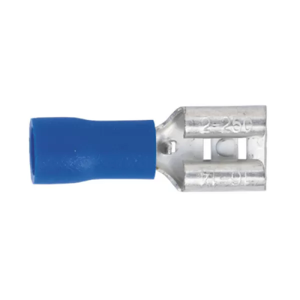 Image of Genuine SEALEY BT20 Push-On Terminal 6.3mm Female Blue Pack of 100