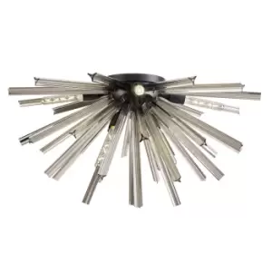 Image of Hornby 8 Light E27, Semi Flush Matt Black, Smoke Glass