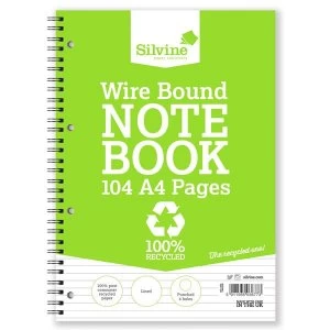 Image of Silvine A4 Everyday Notebook Recycled Wirebound Punched Ruled 104 Pages 70gsm Pack of 12 Promo