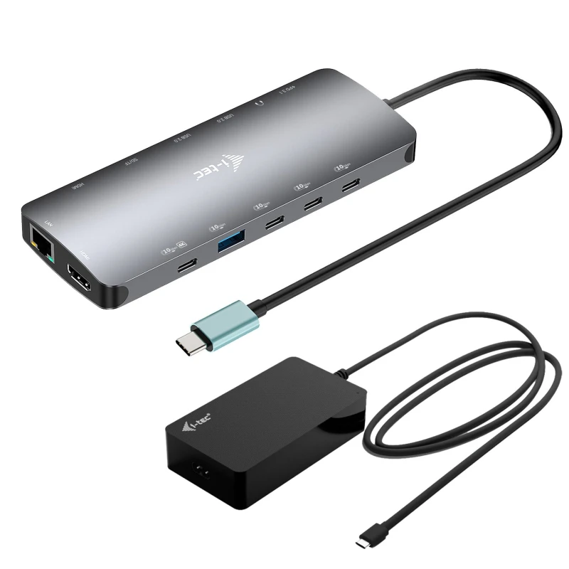 Image of i-tec i-tec Metal USB-C Nano 3x Display Dock, 2x HDMI 1x USB-C video with Power Delivery 140W + Universal Charger 140 W C31NANOTRIPLED140UK