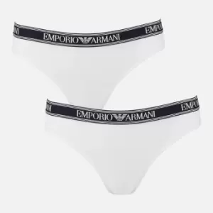 Image of Emporio Armani Womens Iconic Logoband Bi-Pack Brazilian Briefs - White - M