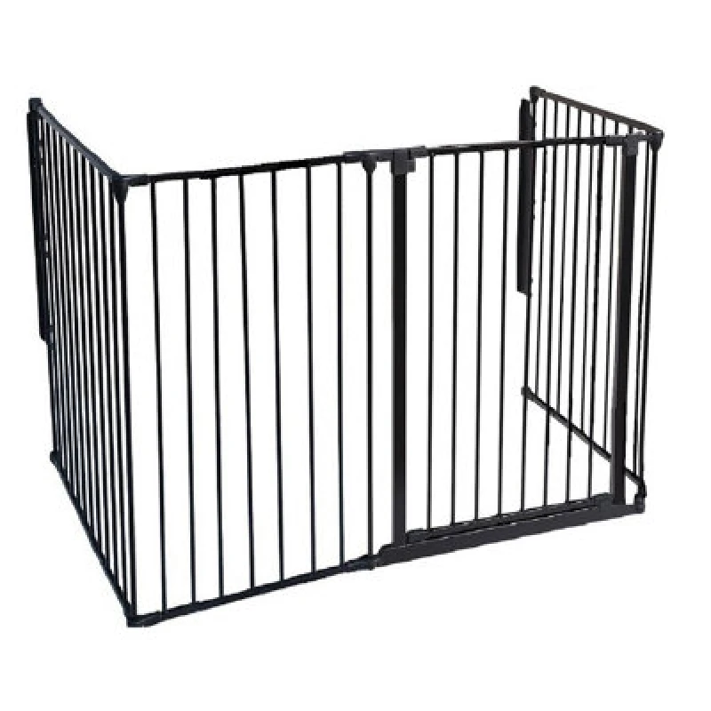 Image of Safetots Extra Tall Multi Panel Fire Surround, 77Cm Deep X 144Cm Wide, Black, 105Cm High, Baby And Toddler Fire Guard