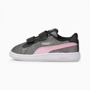 Image of PUMA Smash V2 Glitz Glam Baby Girls Trainers, Pink Size 6 Shoes