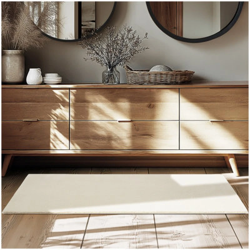 Image of Tectake Rug Zonelle - Short Pile And Ultra-Soft, Rectangular Or Round 80 X 150 Cm - Beige