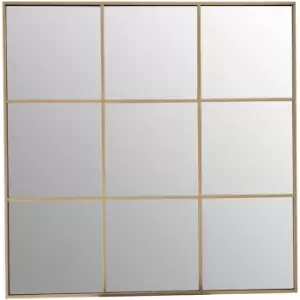 Image of Premier Housewares Grid Wall Mirror with Gold Finish Frame