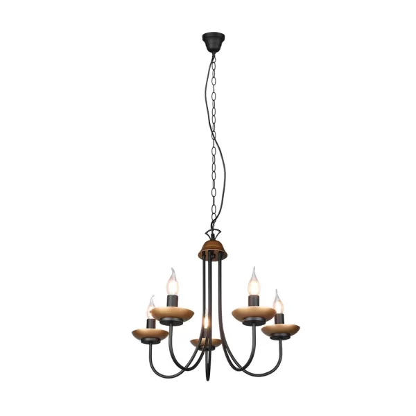 Image of Livia Modern 5 Light Multi Arm Pendant Ceiling Light Black Matt