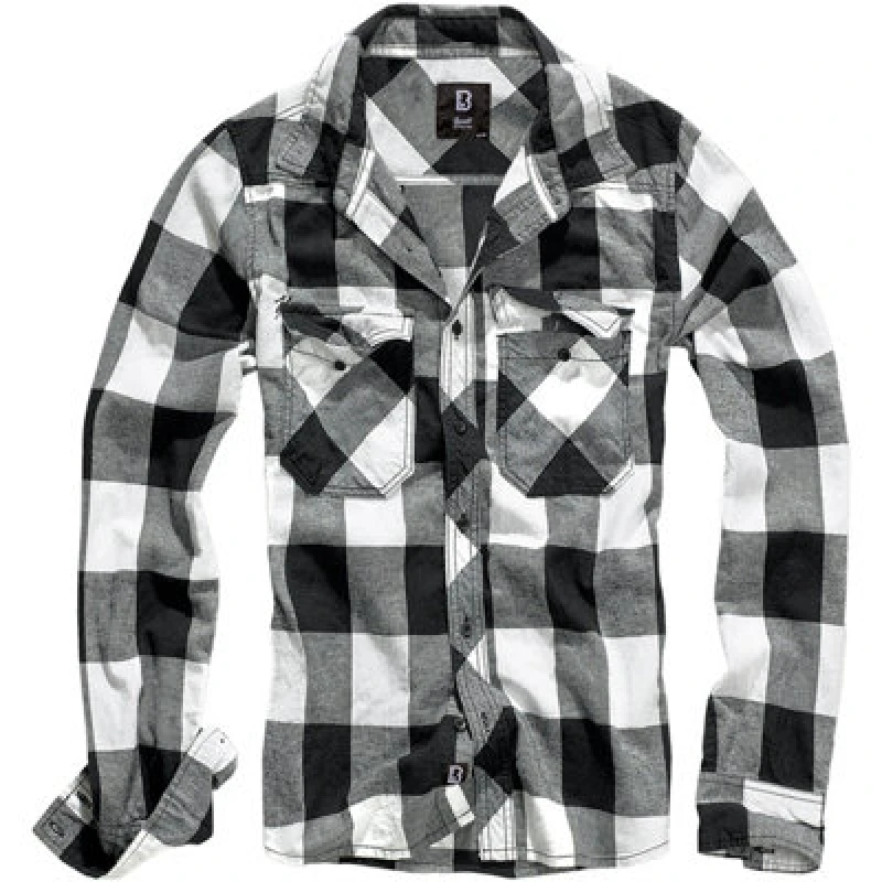 Image of Brandit Checkshirt Flanel Shirt Black white M Men