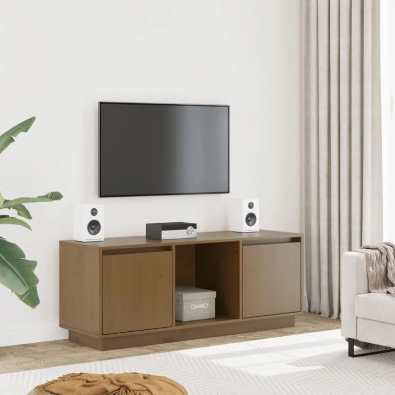 Image of VIDAXL TV Cabinet Honey Brown 110.5x35x44cm Solid Wood Pine Vidaxl 8720286923238