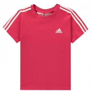 Image of adidas Infants 3stripe Tee - Pink/White