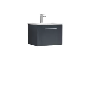 Image of Nuie Deco 500mm Wall Hung Single Drawer Vanity & Basin 2 - Satin Anthracite