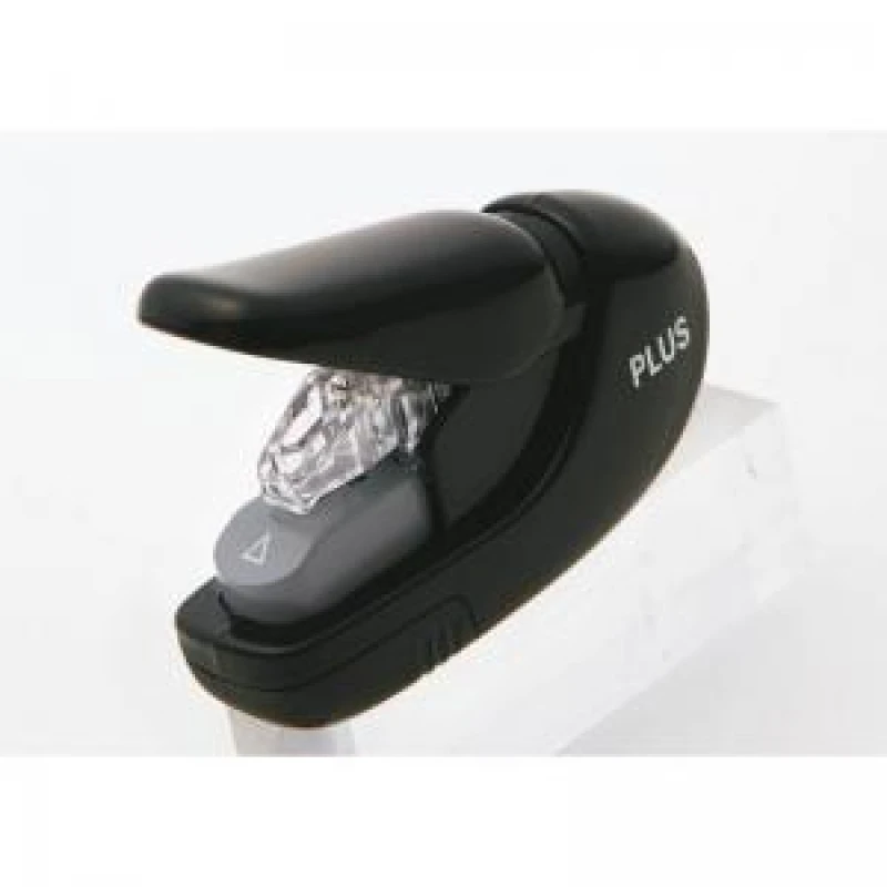 Image of Plus by Pentel Plus By Pentel Staple-Free Handy Stapler Power Assist Mechanism 5 Sheet Capacity Black 59177 59177