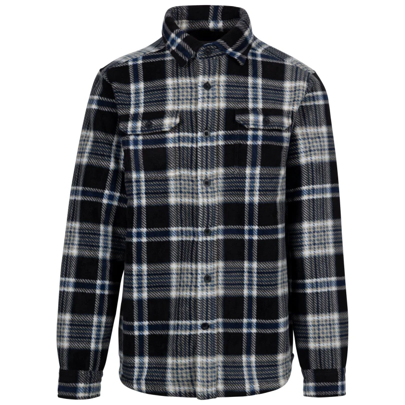 Image of Trespass Trespass Men Checkley Checked Microfleece Shirt in Black Size: X-Small Black XS Male 5063300791424