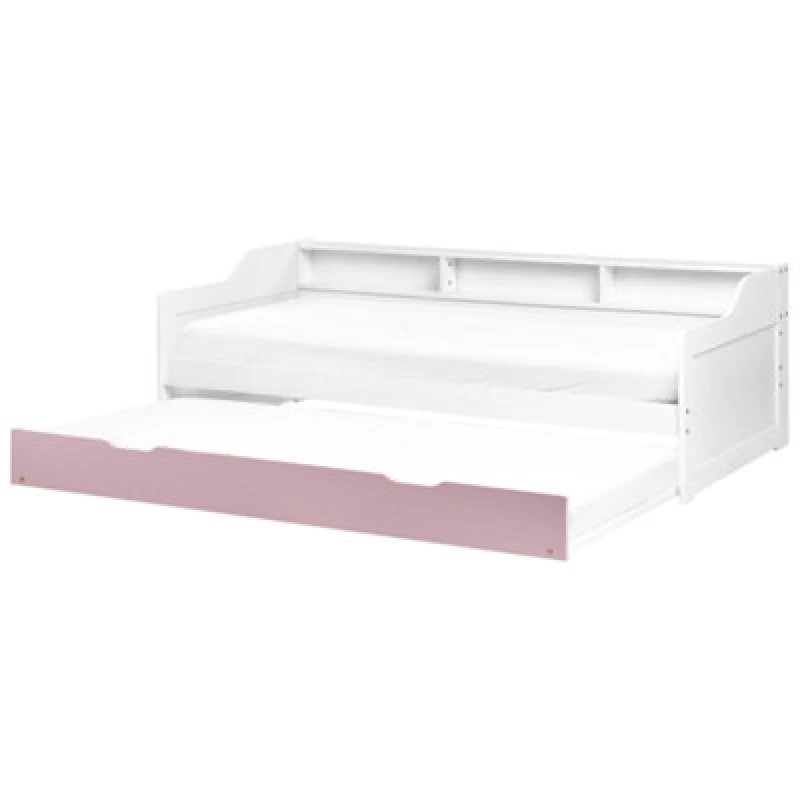 Image of Beliani Trundle Bed Pine Wood Edern 90 X 200 Cm (Eu Single) Pink