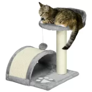 Image of PawHut Cat Tree Scratching Scratcher Post Kitten Activity Centre Climber Hanging Ball Grey