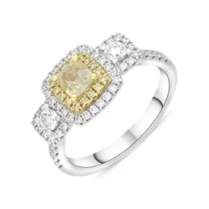 Image of 18ct White Gold Yellow and White Diamond Triple Cluster Ring